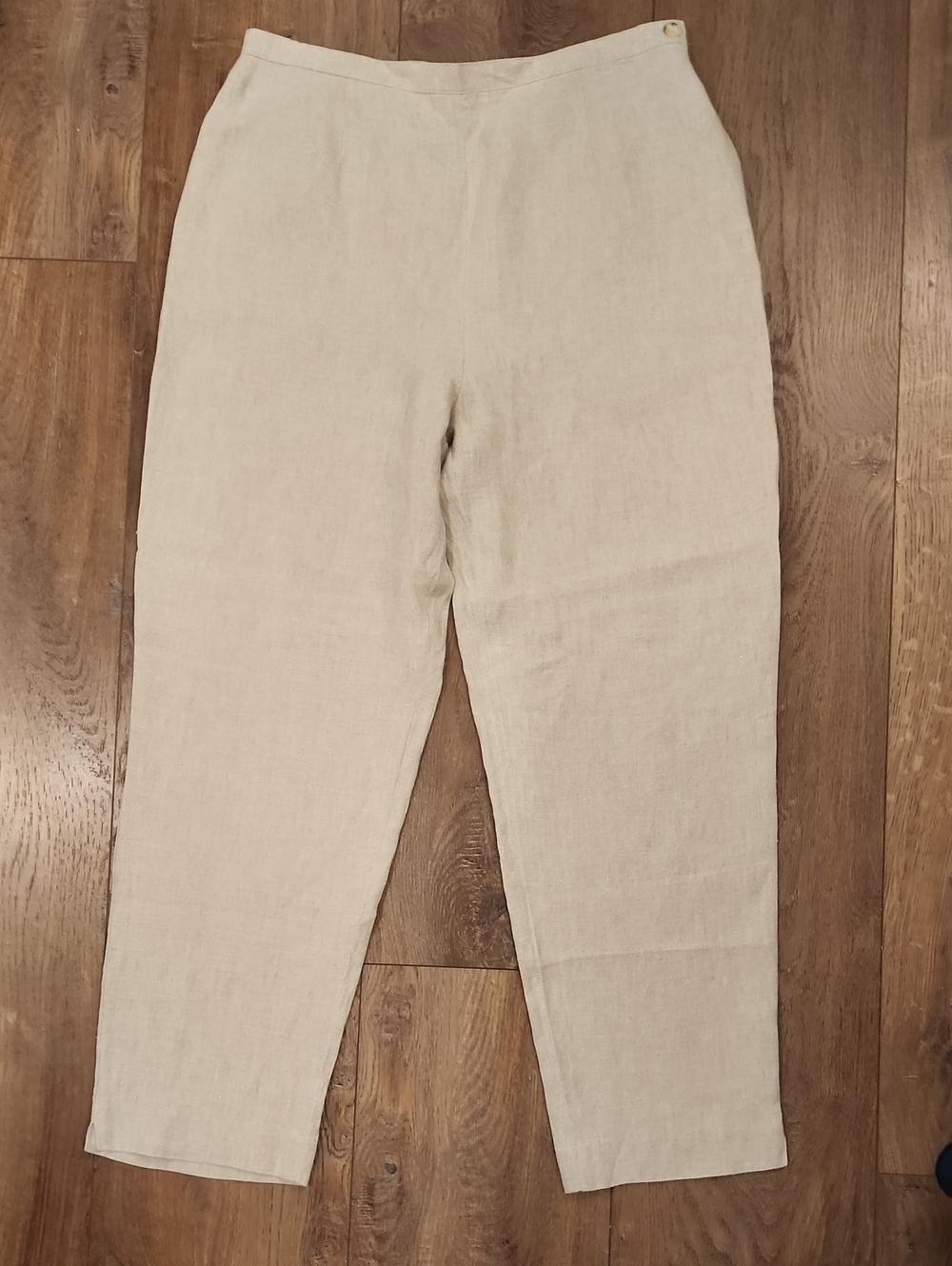 Jones New York Linen Dress Pants Side Zip Oatmeal Beige Tan Women's size 14